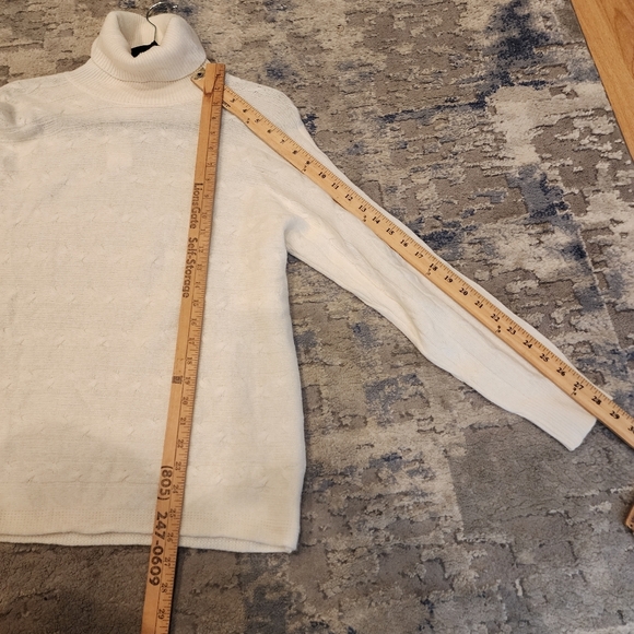 NWT Bianco & Blu Cashmere Merino Wool Cable Knit Cream Sweater Small Oversized - Picture 6 of 16